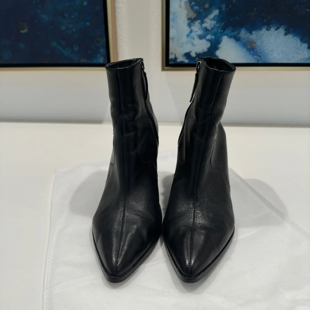 Schutz pointed toe black leather booties. - Picture 1 of 10